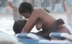 Interracial Couple Having Sex At The Beach