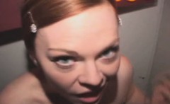 Awesome Looking Red Head Taking Facial Through Glory Hole