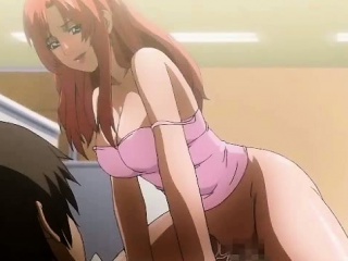 Redhead anime chick with huge tits