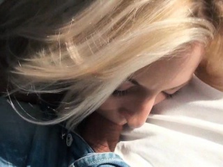 Stranded teen blonde slut Katy Rose pussy railed in public