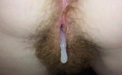 Redhead hairy babe slow motion creampie