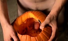 Billy and Chain carves holes on pumpkin and fucks