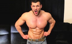 Ripped Muscle Man Jerking Off In Jeans