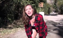 Fresh faced teen hitchhikes and gets fucked in the woods
