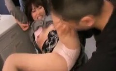 Japanese babe gives a tit job Uncensored