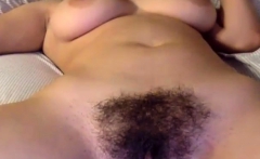 Sexy Curvy Amateur Shows Off Hairy Bush For Cam