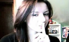 Hot Amateur Brunette Stripping For Her Webcam