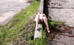Girl strips naked in a public place