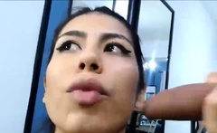 Hot latina suck and fuck big cock shemale and gets facial li