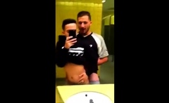 Two twinks fucking in public toilet after practice