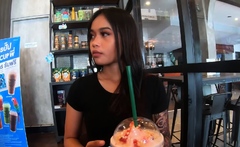 Starbucks coffee date with Asian teen
