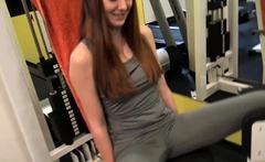 HUNT4K. Cute girl instead of training has sex in gym