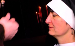 Amateur nun gets nailed by mature priest