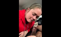 Blonde amateur blowjob POV in public