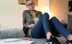 Hot blonde enjoys foot fetish sex