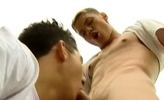 Gay lad gives a deepthroat blowjob to his hung paramour