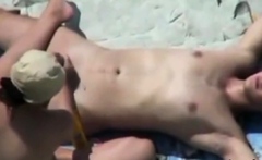 Stepdaughter Milks Cock On Beach (voyeur)